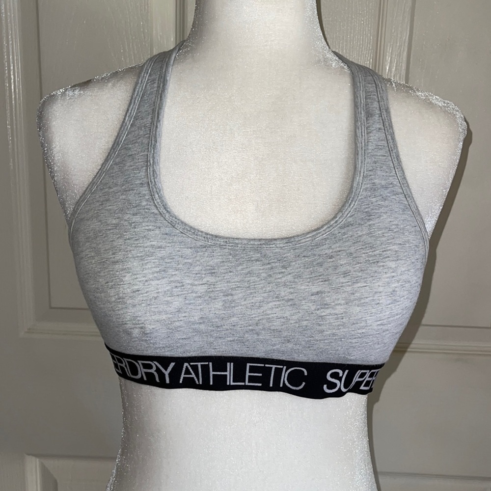 Superdry Athletic Gray And Black Sports Bra